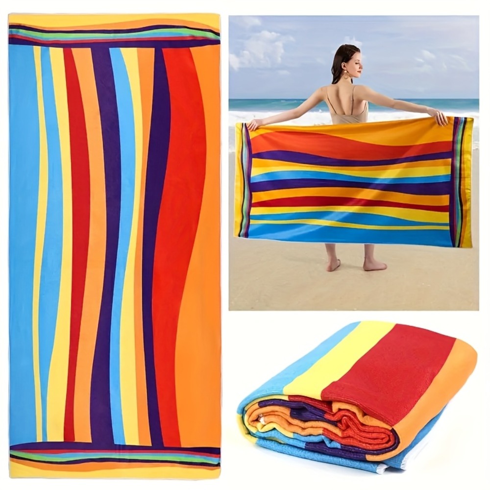 XL Bath Towel Extra Large 70x31 Inch Ultra Microfiber Shower Towel Striped Tropical Home Hotel Bathroom