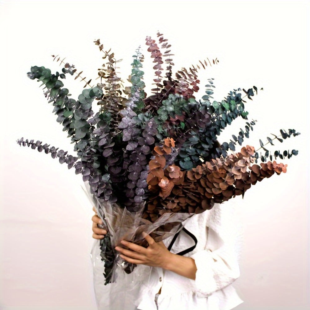 Artificial Eucalyptus Stems, 24-Piece 17-Inch Branch Set in Four Mixed Green and Muted Color Tones
