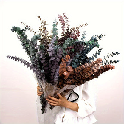 Artificial Eucalyptus Stems, 24-Piece 17-Inch Branch Set in Four Mixed Green and Muted Color Tones