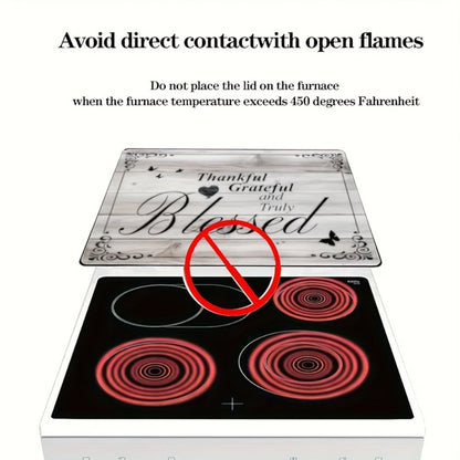 Stove Top Cover Heat Resistant Scratch-Proof 28.5x20.5" – Thankful Grateful Blessed Kitchen Decor Glass Protector Mat for Cooktops