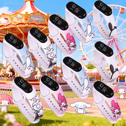 Sanrio Kuromi My Melody Kids Electronic Sports Watch Set 10 Pack, Kawaii Anime 4-Color Mix