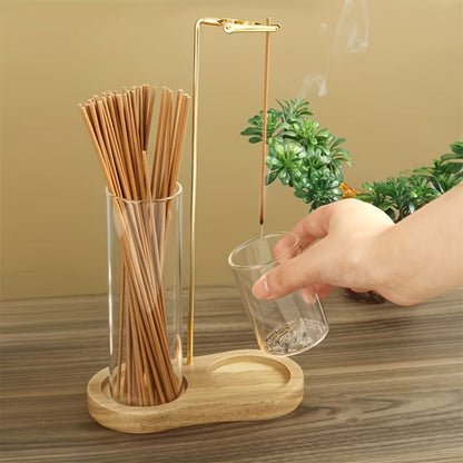 Glass Incense Burner 2-in-1 with Removable Ash Collector & Candle Holder, Incense Stick Holder for Meditation