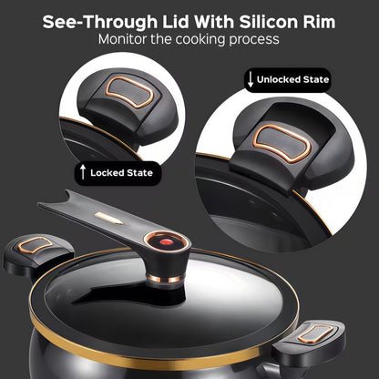 Non-Stick Soup Pot with Twist-Lock Handle | Large Capacity Stew Pot Compatible with Gas Stove Induction Cooker Open Fire | Multi-Function