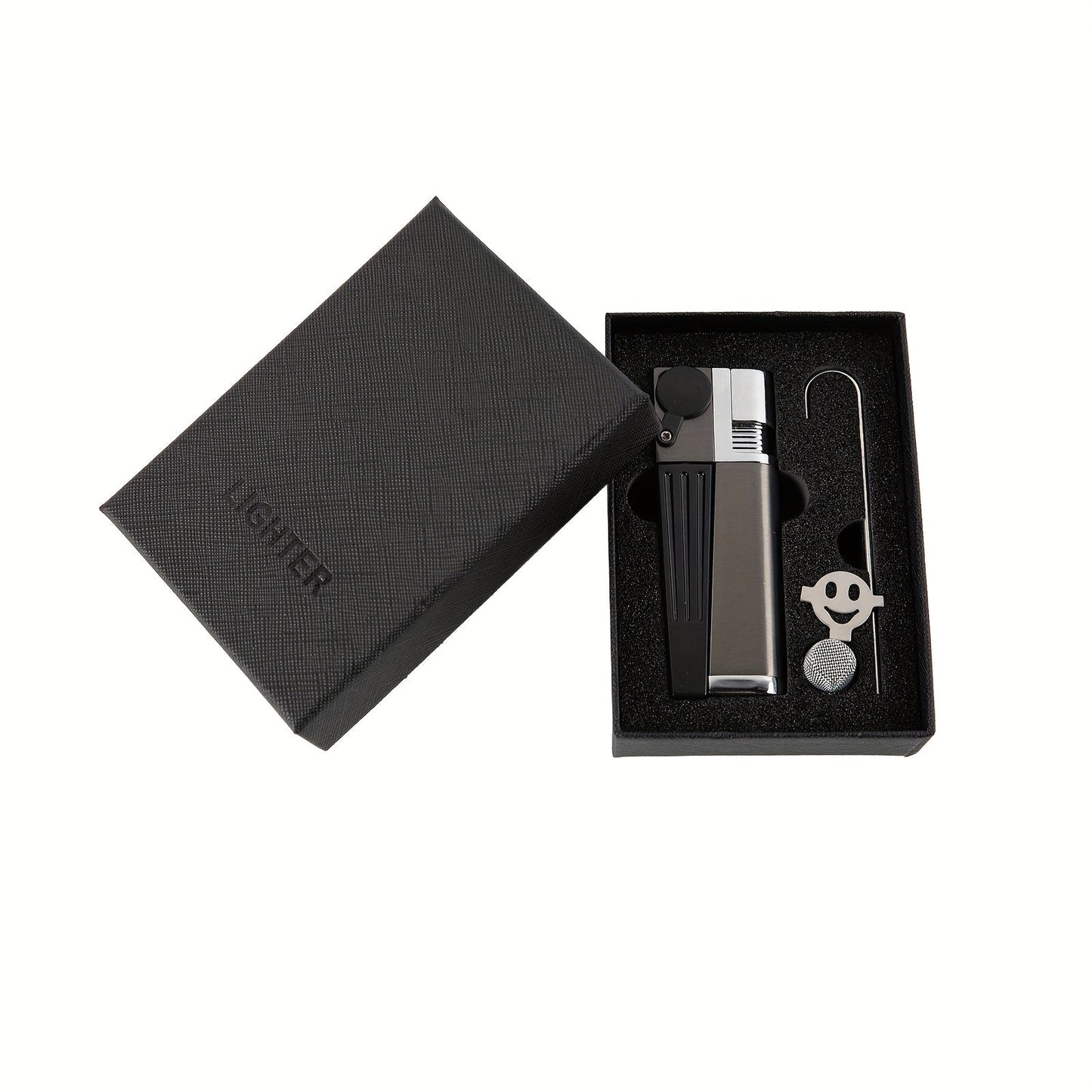 Folding Pipe Lighter Refillable 2-in-1 with Adjustable Flame, Metal-Crafted Durable Design, Gift Box Included