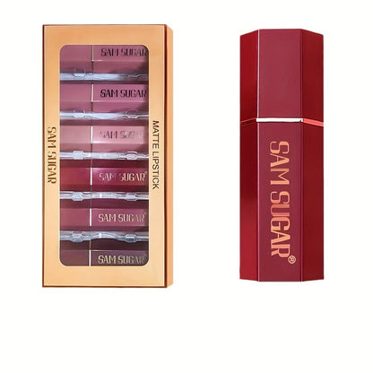 Lip Gloss Set 6pcs Velvet Finish Shiny Lip Color Collection, for Makeup, Travel and Everyday Vanity Use