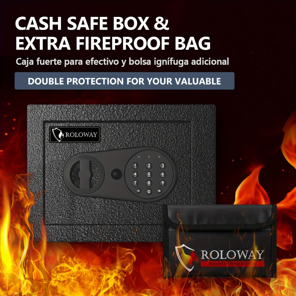 Safe Box with Keys Fireproof Bag Included Heat Resistant Secure Home Office Storage Lock Box for Entryways, Bedrooms and Living Spaces