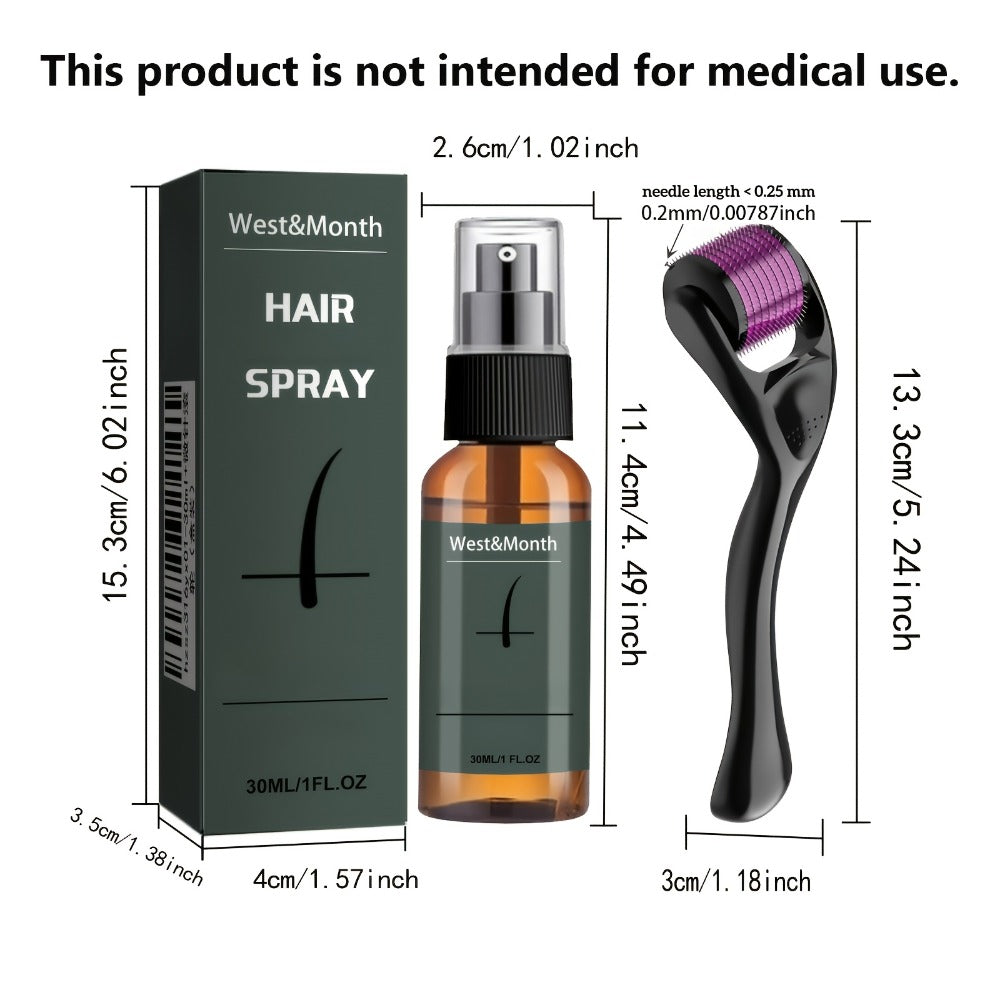 Beard Growth Spray Kit for Men 30ml Ginseng Ginger Extract Beard Moisturizer with 0.25mm Microneedle Derma Roller for Fuller Thicker