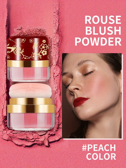 Powder Blush Set 3 Colors with Pearl Powder Rose Oil & Squalane Formula, for Makeup, Travel and Everyday Vanity Use