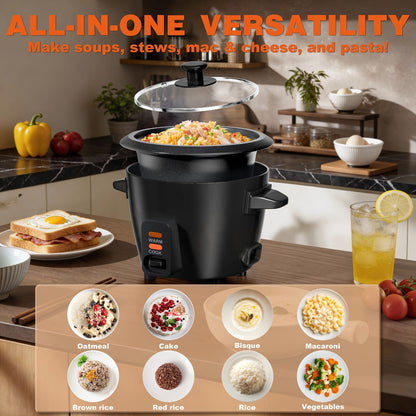 Rice Cooker Small Mini 3-Cup Uncooked 6-Cup Cooked, 1.5Qt Electric Rice Pot with Auto Keep, One-Touch Operation