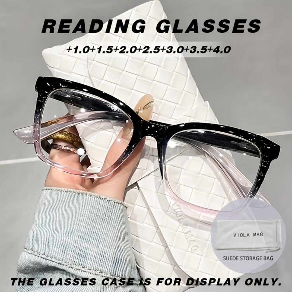 Reading Glasses – Floral Rectangular Readers with Resin Lenses and Spring Hinges with Multiple Strength and Color Options
