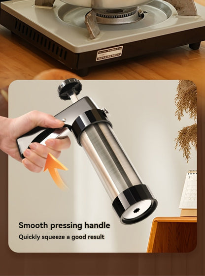 Cookie Press Set 8 Piece Stainless Steel Manual Churro Maker Flower Cookie Mold Baking Tool for Entryways, Bedrooms and Living Spaces