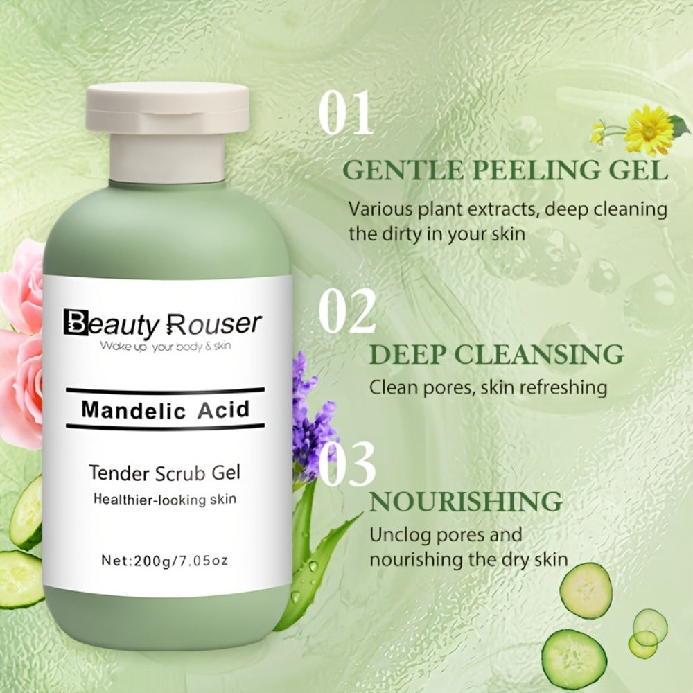 Exfoliating Body Scrub Gel with Aloe Vera, Rose & Chamomile Extract, Deep Cleansing Physical Scrub for Face & Body