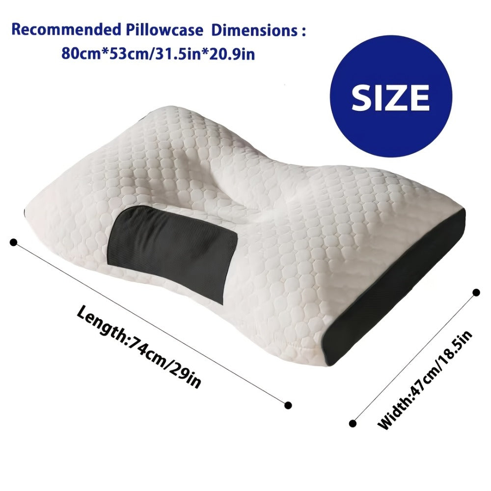 Two-Pillow Contoured Neck Pillow Set with White and Gray Cover and 74 x 41 cm Pictured Size