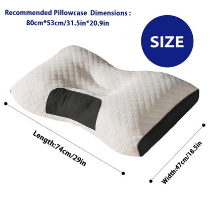 Two-Pillow Contoured Neck Pillow Set with White and Gray Cover and 74 x 41 cm Pictured Size