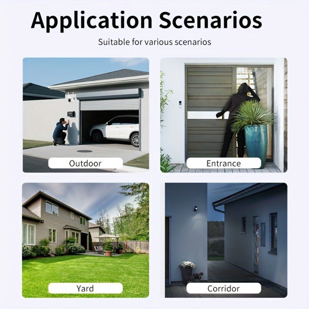 Two-Camera Solar Outdoor Security Set with Two Panels, Full-Color Night View Label and Two-Way Audio
