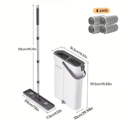 Spin Mop and Bucket Set with Wringer 360° Flat Mop Microfiber Pads Long Handle for Hardwood for Home Cooking, Dining and Outdoor Meals