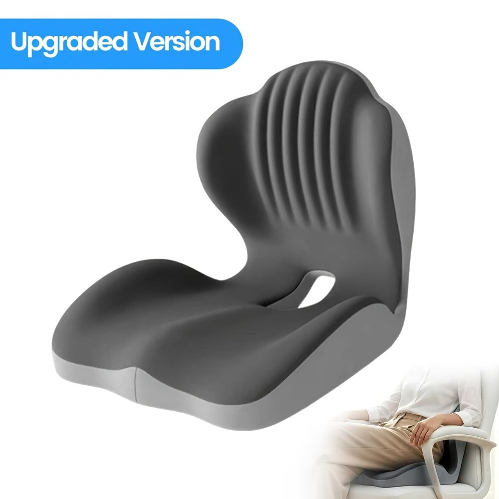 Memory Foam Seat Cushion Ergonomic with Back Support & Breathable Hollow Design – Comfortable Chair Pad for Office, Car Seat & Long Sitting