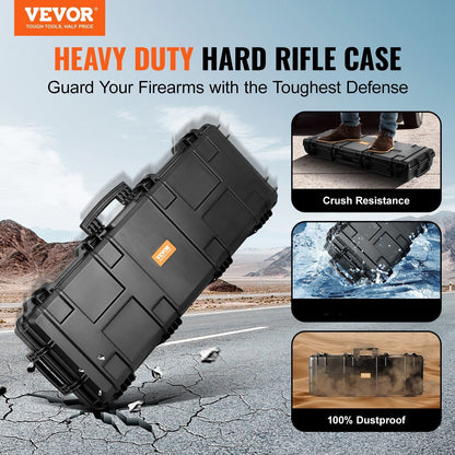 Hard Rifle Case 42 Inch with Wheels – Lockable TSA Approved Gun Case, 3-Layer Protective Foam, Crushproof Hard Shell for Two Rifles