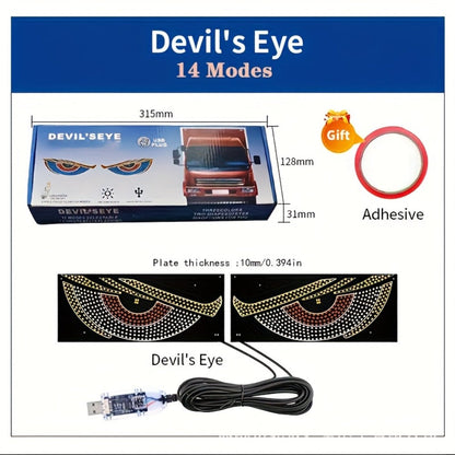 Devil Eye LED Rear-Window Accent Light Pair with USB Power, 14 Modes and Red, Yellow and Blue Output