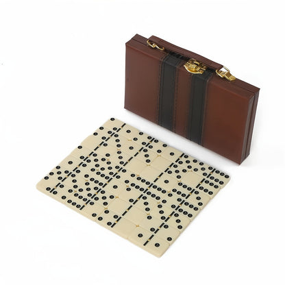 Double Six Dominoes Set 28pcs White – Extra Large Classic Domino Game with Gold Spinner & Premium Storage Box