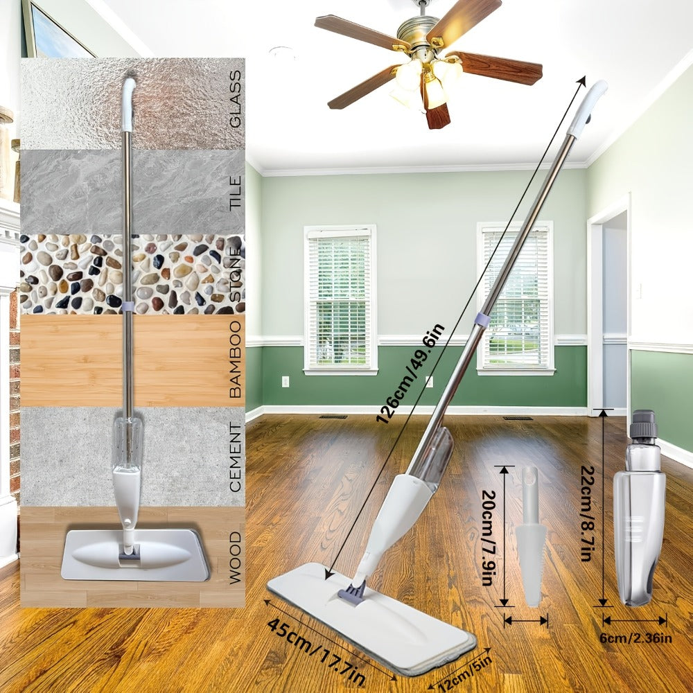 Spray Mop with 3 Microfiber Carbon Fiber Pads Water Spraying Flat Mop Wet Dry Dual Use Floor for Entryways, Bedrooms and Living Spaces