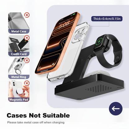 Foldable 3-in-1 Wireless Charging Station with LED Indicator & Anti-Slip Fast Charge for iPhone 17 16 15 14 13 12 11 Pro Max XR XS