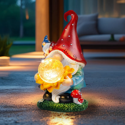 Solar Light Elf Resin Statue, Outdoor Garden Figurine That Automatically Lights Up at Night, Holiday Collectible Decor for Christmas