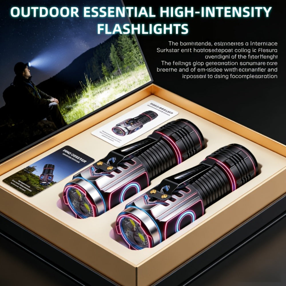 Handheld Flashlight 2 Pack Rechargeable LED, Ultra-Bright Multi-Mode Working Lamp Long Distance