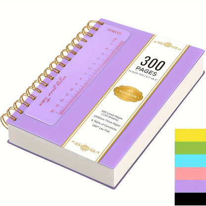 Hardcover Spiral Notebook A5 Lined Journal 300 Pages 100GSM Thick Paper PVC Waterproof Cover College Ruled Note Pad for Women Men Office