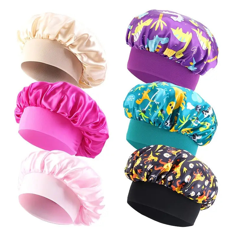 Shower Caps 6 Pack Unicorn Colorful Printed – Adjustable Elastic Reusable Waterproof Hair Cap Set for Women & Girls