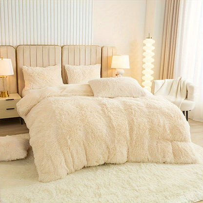 Plush Duvet Cover 100% Polyester Soft Warm Zipper Closure Cozy Bedroom Bedding Twin Full Queen King Solid Tie Dye 14 Colors for Bedroom