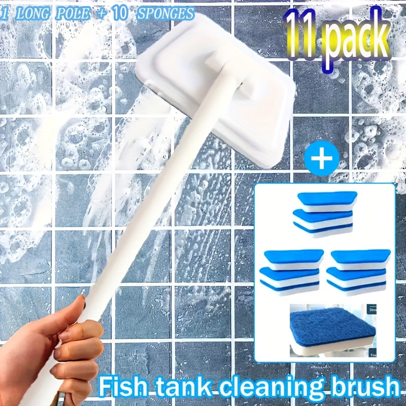 Shower Cleaning Brush Set with Replaceable Heads – Bathtub Scrubber, Wall Tile Brush, Floor Brush, Window Glass Cleaner
