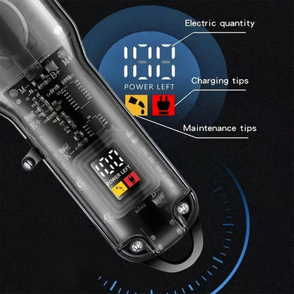 Hair Clippers & Trimmers Transparent LCD Kit with Full-Size Clipper, T-Blade Detailer, Foil Shaver and Type-C Charging