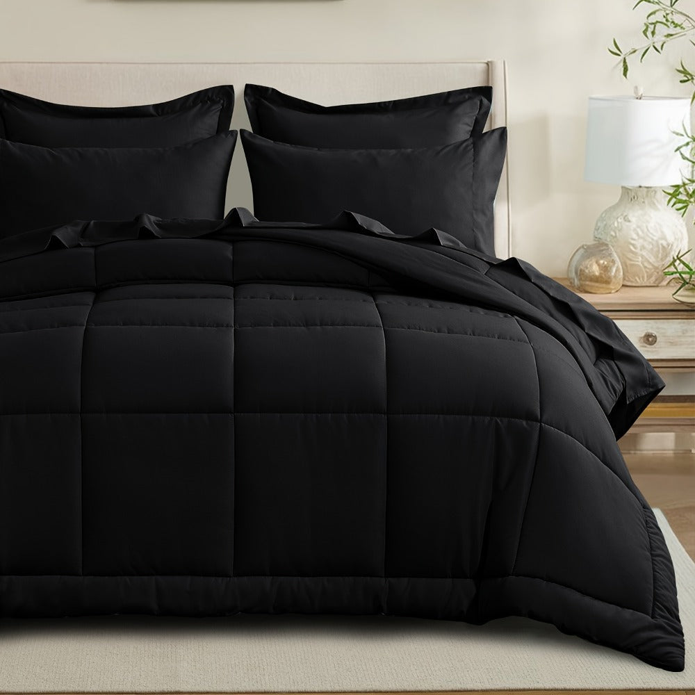 7 Piece Comforter Set Luxury Soft Fluffy Bedding All Season Bed in a Bag with Comforter Fitted Sheet Flat Sheet Pillowcases Hypoallergenic