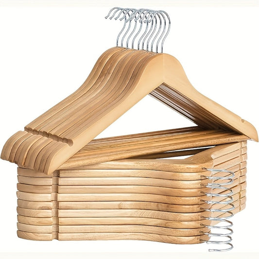 Premium Wooden Hangers with 360° Rotatable Hook & Shoulder Grooves | Slim Durable Wood Coat Suit Hangers | 10 20 30 Pack Closet Organizer