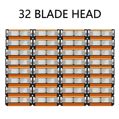 Fusion 5 Compatible Razor Blade Refills 6-Layer Stainless Steel with Free Handle – Men's Replacement Shaving Cartridges for Beard & Face
