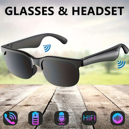 Open Ear Bluetooth Audio Glasses with Built-In Earbuds, Wireless Smart Sunglasses for Music & Hands-Free Calls