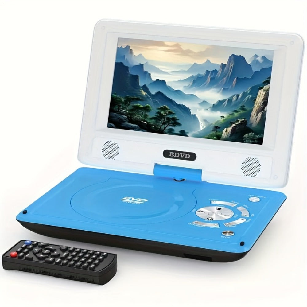 9.5-Inch Portable DVD Player with 270° Swivel Screen, Dual Speakers and Black or Blue Finish