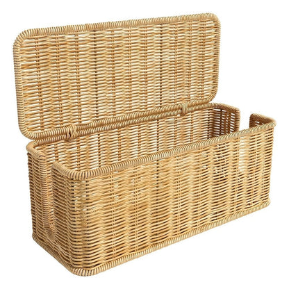 Rattan Cable Management Box with Lid Woven Cord Organizer – Stylish Power Strip Cover Wire Hider for Home Office Living Room Desk Bedroom