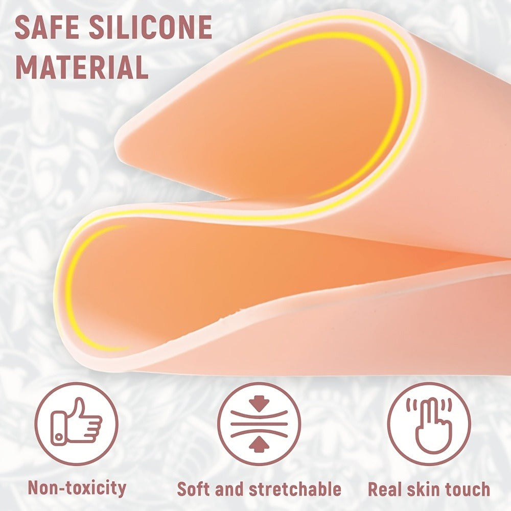 Tattoo Practice Skin Kit, Double-Sided Silicone Training Skin with Transfer Papers for Microneedling