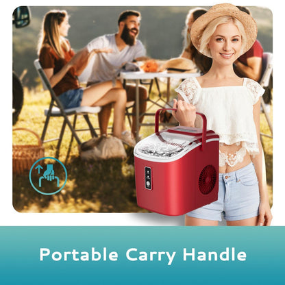 Self-Cleaning Ice Maker Countertop 8 Cubes in 6 Minutes, 2 Ice Sizes S/L, 26-Per Day, Smart ICE FULL & ADD WATER Indicators