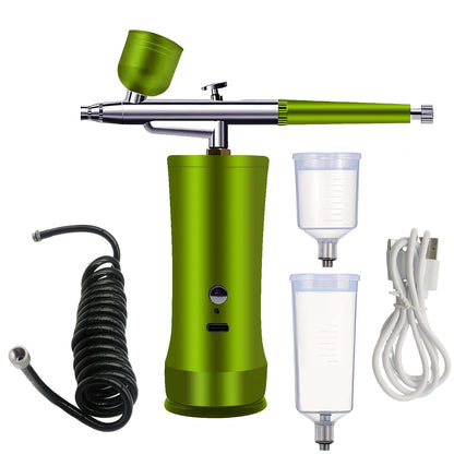 Rechargeable Cordless Airbrush Kit with Green, Pink, Red or Black Three-Gear Pump and Three Cup Options