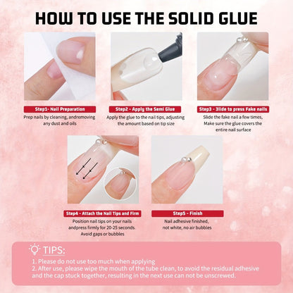 Press-On Nail Glue & Remover Kit 4pcs – 2x Semi-Solid Gel Nail Glue 10g + 2x Nail Polish Remover 10ml, Quick-Drying No-Lamp Strong Bond