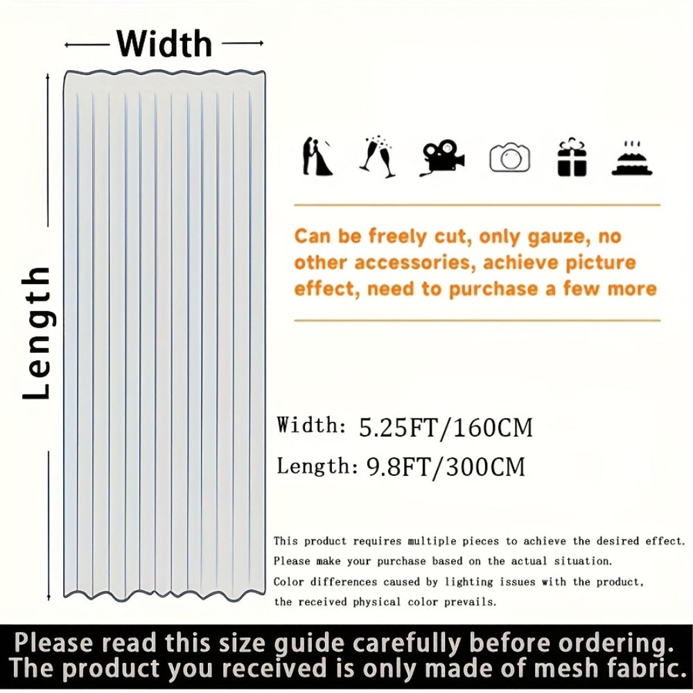 White Pearl Sheer Tulle Fabric Roll 160x300cm – Elegant Organza Mesh for Wedding Backdrop Table Skirt Window Drape Party Decoration Bridal