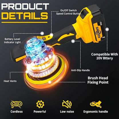 Cordless Car Polisher for DeWalt 20V Battery - 6 Variable Speeds 6800 RPM Buffer Polisher for Everyday Face, Beard and Body Grooming