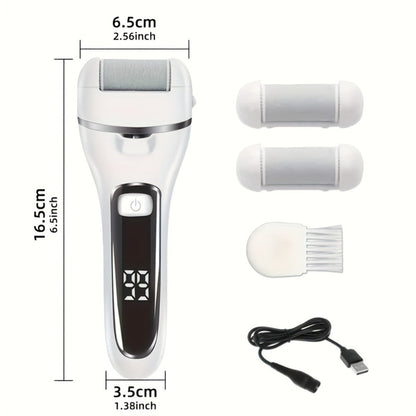 Electric Pedicure Foot File 10-in-1 Kit, Rechargeable with Digital Display, 3 Roller Heads