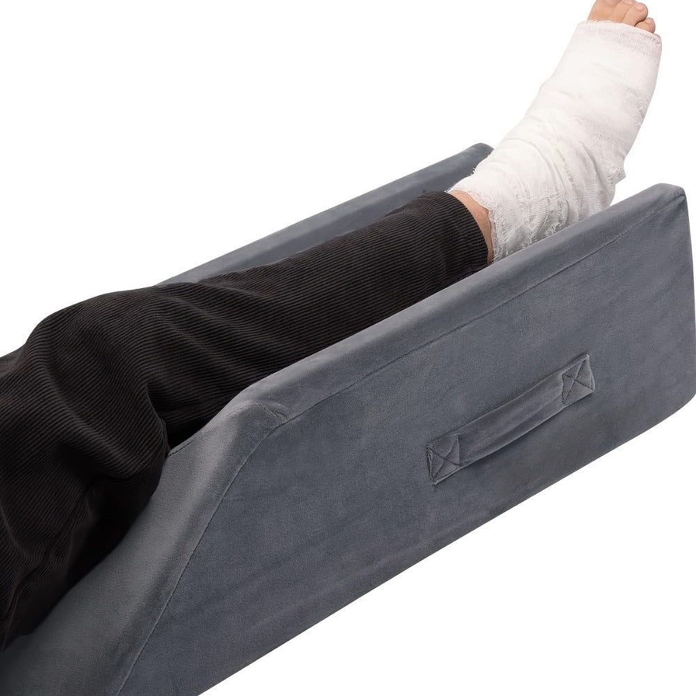 Leg Elevation Pillow Memory Foam Wedge Knee Ankle Support Foot Rest Pillow with Handles Blood for Entryways, Bedrooms and Living Spaces