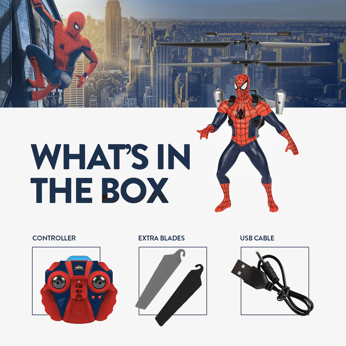 Spider-Man RC Helicopter 2CH Infrared Remote Control Indoor Flying Toy for Kids Boys Girls Ages 6+