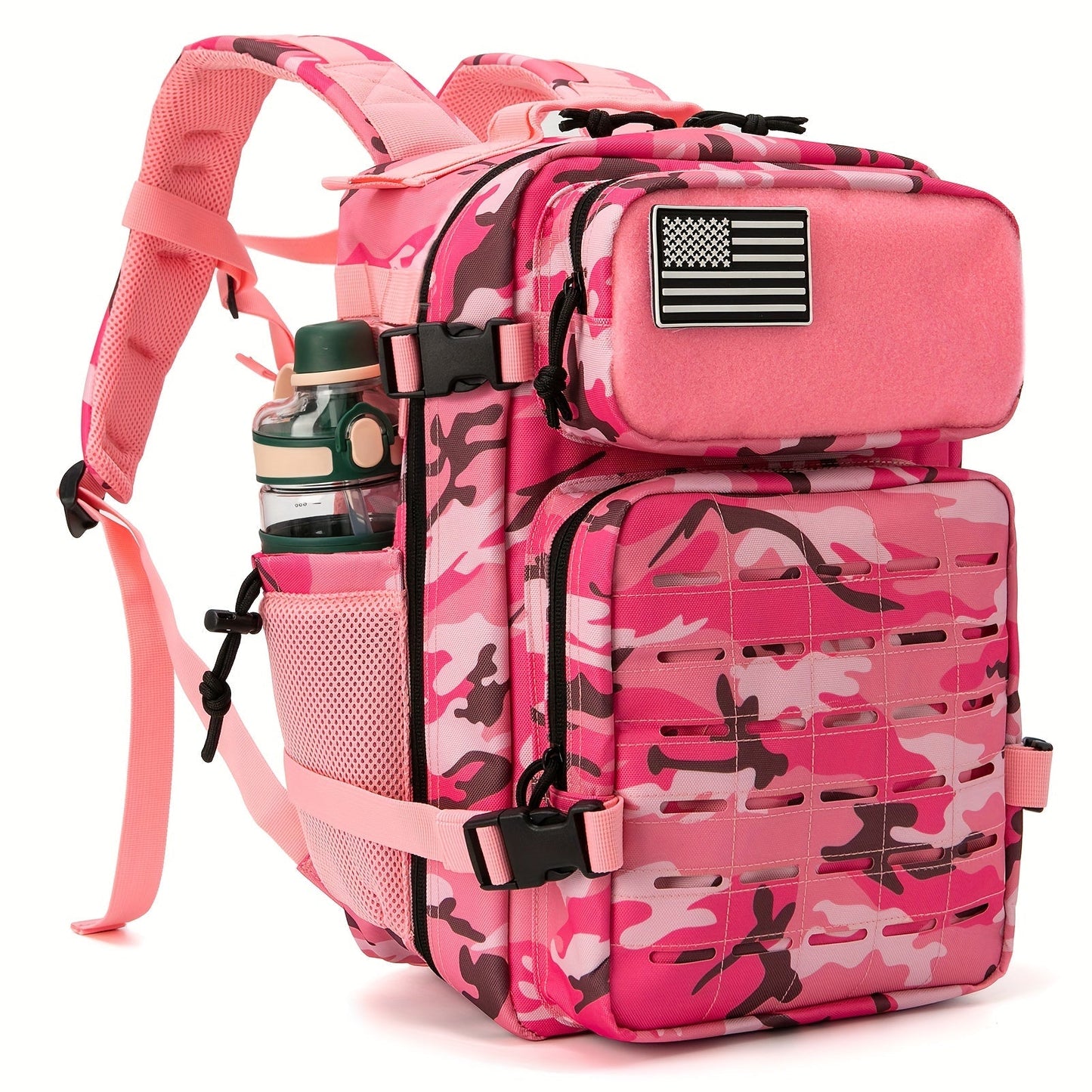 25L Tactical Laptop Backpack with Dual Side Bottle Pockets and Nine Color or Pattern Options