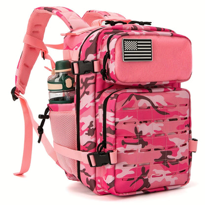 25L Tactical Laptop Backpack with Dual Side Bottle Pockets and Nine Color or Pattern Options